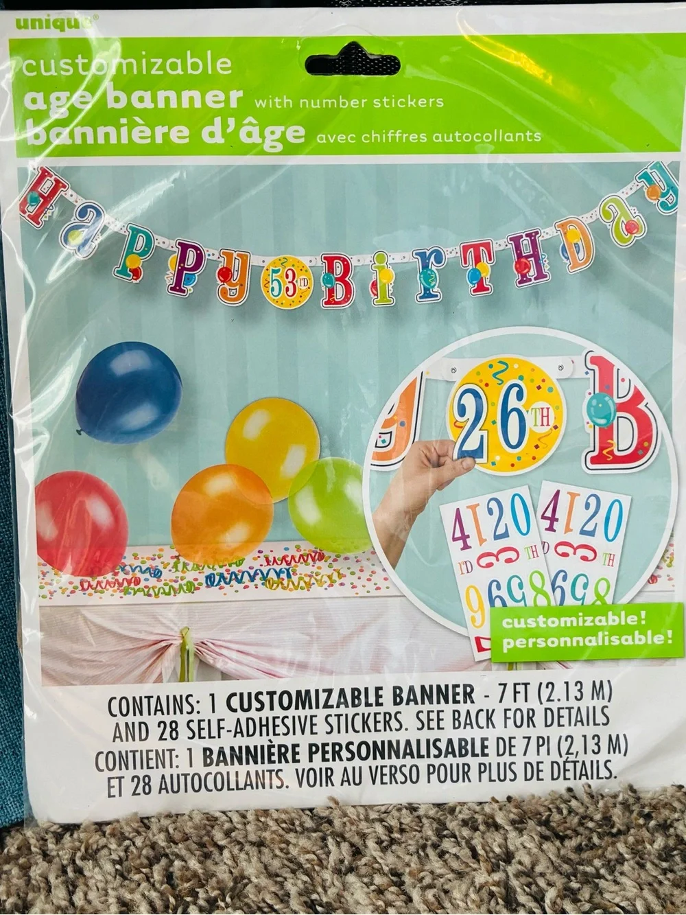 Unique Customizable 'Happy Birthday' Banner in Multi-Color